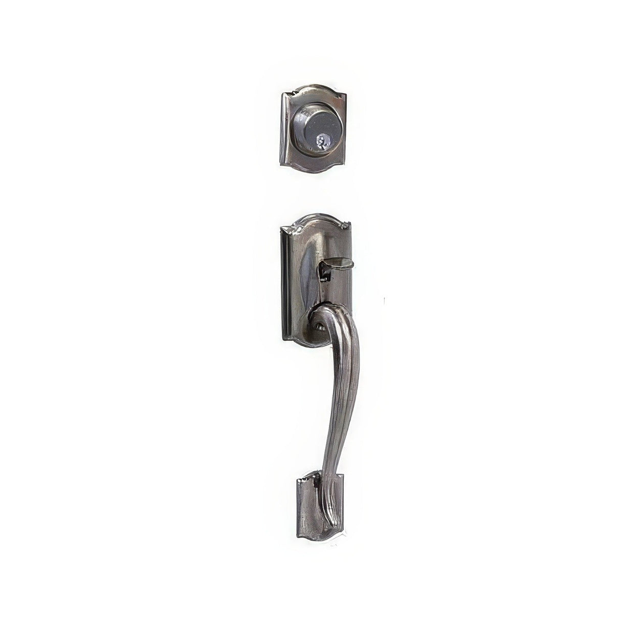 Schlage F62CAM620GEO antique pewter double cylinder handleset