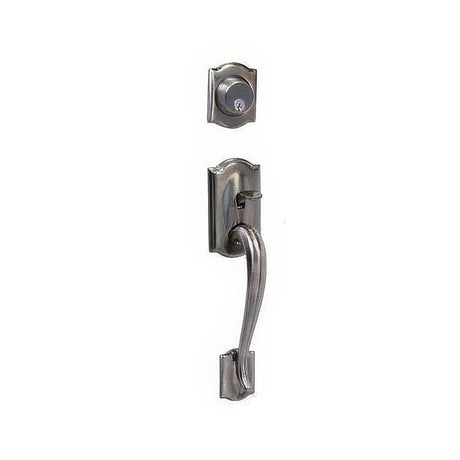 Schlage F62CAM620GEO antique pewter double cylinder handleset