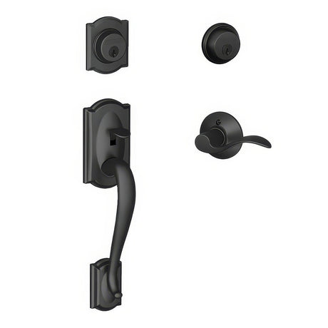 Schlage F62CAM622ACCLH matte black double cylinder handleset