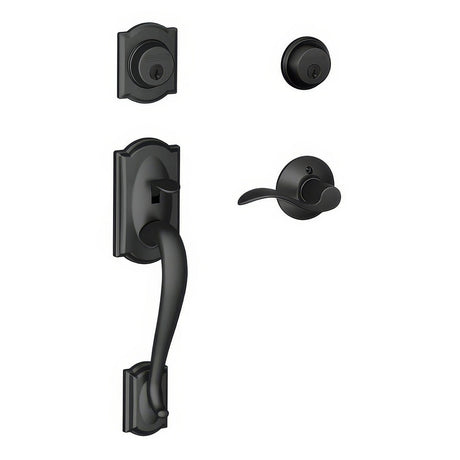 Schlage F62CAM622ACCRH matte black double cylinder handleset
