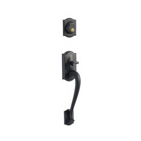 Schlage F62CAM622GEO matte black double cylinder handleset