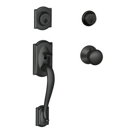 Schlage F62CAM622PLY matte black double cylinder handleset