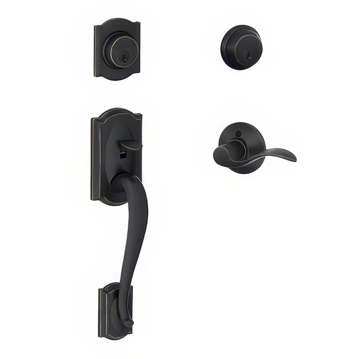 Schlage F62CAM716ACCLH aged bronze double cylinder handleset