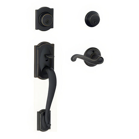 Schlage F62CAM716FLARH aged bronze double cylinder handleset