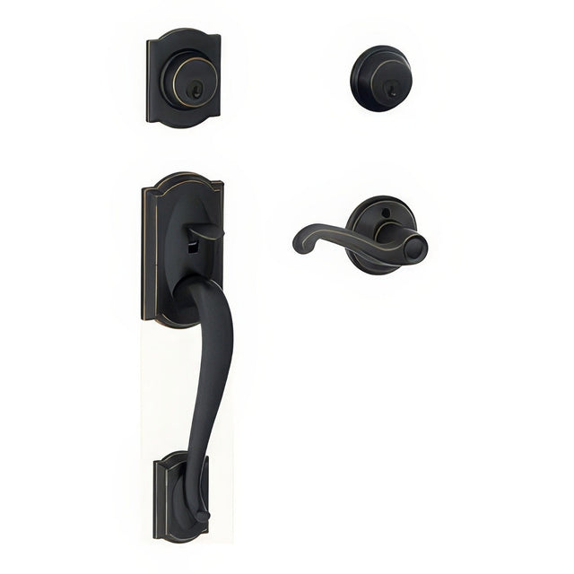 Schlage F62CAM716FLARH aged bronze double cylinder handleset