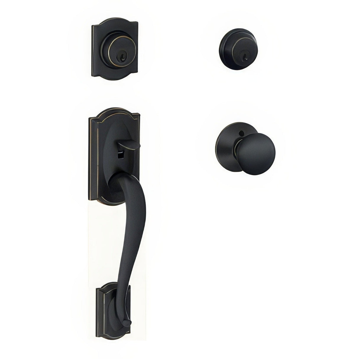 Schlage F62CAM716PLY aged bronze double cylinder handleset