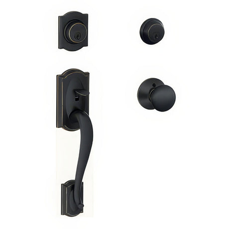 Schlage F62CAM716PLY aged bronze double cylinder handleset