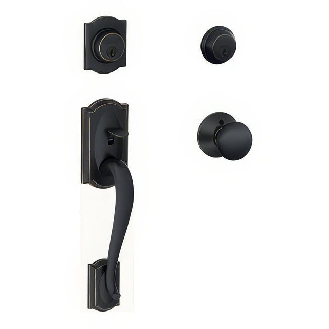 Schlage F62CAM716PLY aged bronze double cylinder handleset