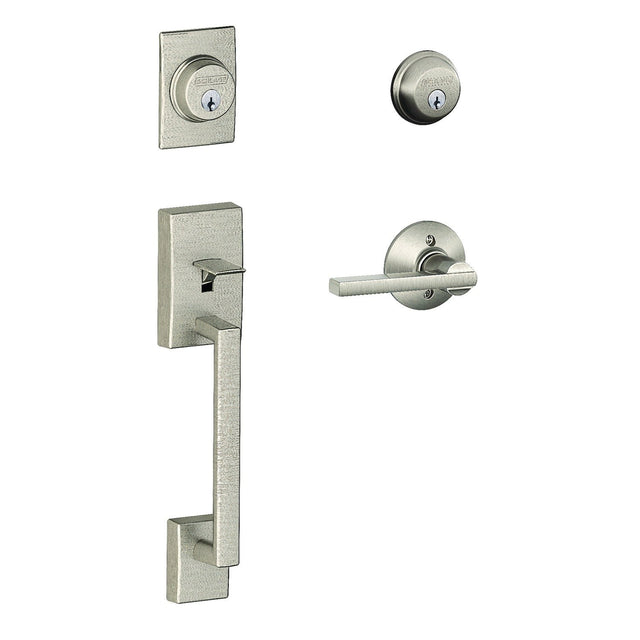 Schlage F62CEN619LAT satin nickel double cylinder handleset