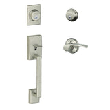 Schlage F62CEN619MERLH satin nickel double cylinder handleset