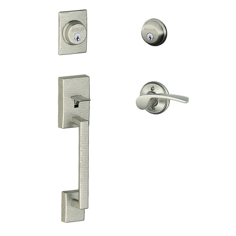 Schlage F62CEN619MERLH satin nickel double cylinder handleset