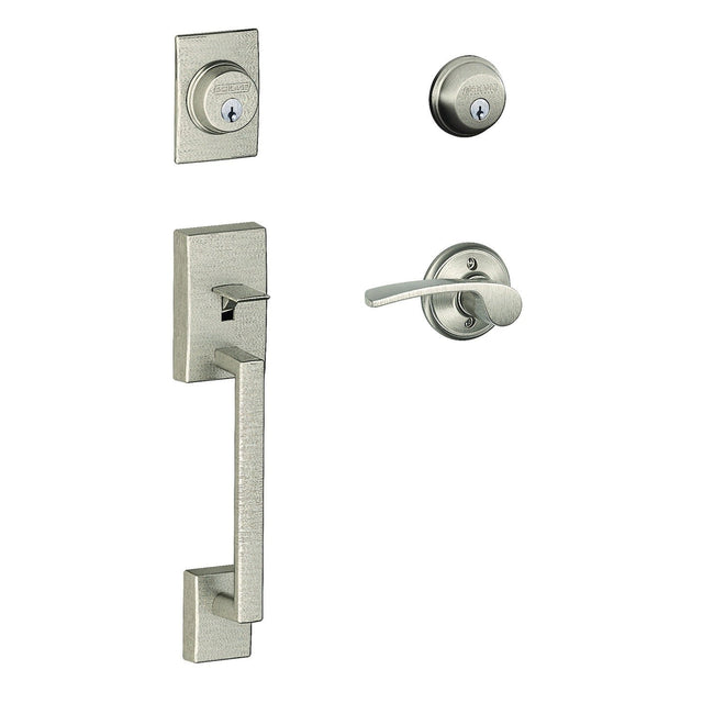 Schlage F62CEN619MERRH satin nickel double cylinder handleset
