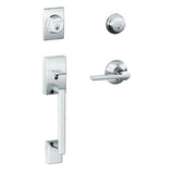 Schlage F62CEN625LAT bright chrome double cylinder handleset