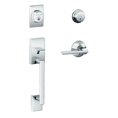 Schlage F62CEN625LAT bright chrome double cylinder handleset