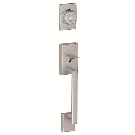Schlage F62CEN626MNHRH satin chrome double cylinder handleset