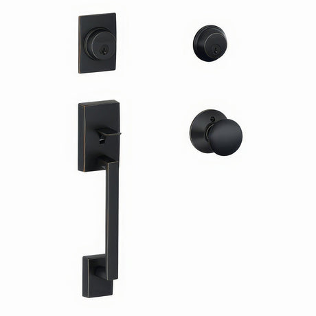 Schlage F62CEN716PLY aged bronze double cylinder handleset