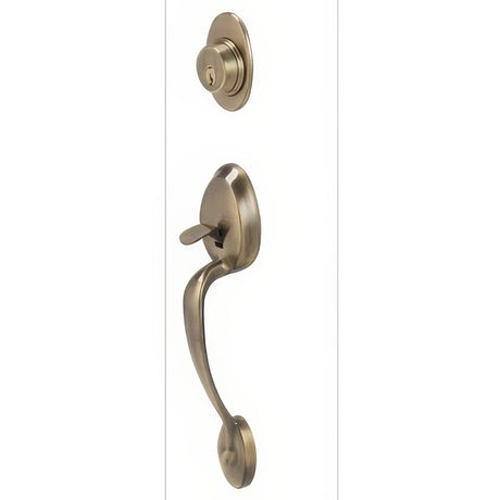 Schlage F62PLY609ACCLH antique brass double cylinder handleset