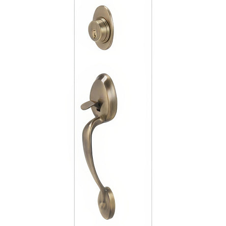 Schlage F62PLY609ACCLH antique brass double cylinder handleset
