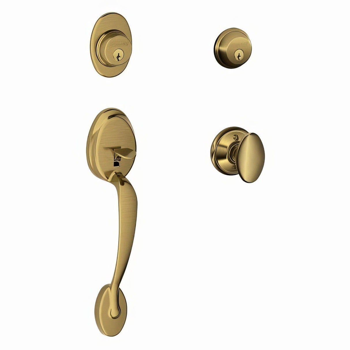 Schlage F62PLY609SIE antique brass double cylinder handleset