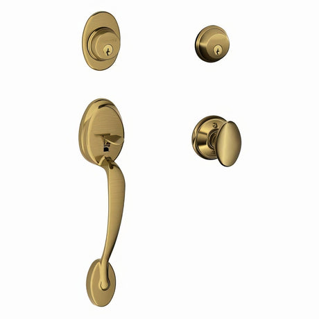 Schlage F62PLY609SIE antique brass double cylinder handleset