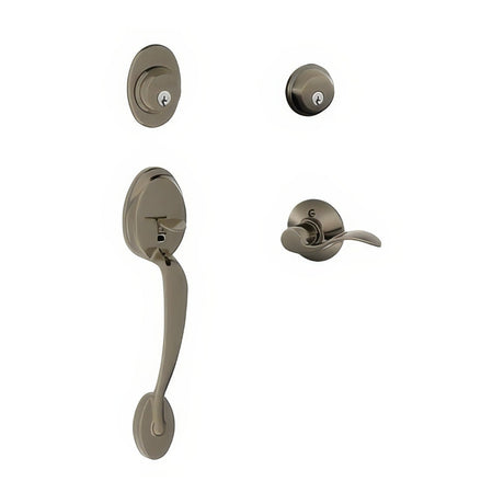 Schlage F62PLY620ACCLH antique nickel double cylinder handleset