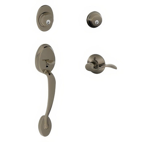 Schlage F62PLY620ACCLH antique nickel double cylinder handleset