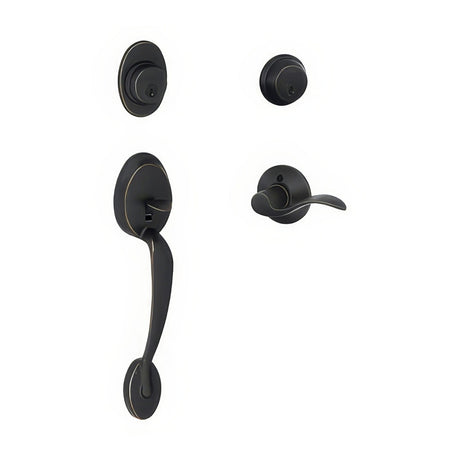 Schlage F62PLY716ACCLH aged bronze double cylinder handleset