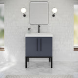 Jeffrey Alexander Tempest 30" Blue Steel Single Sink Bathroom Vanity with White Resin Top - Single-Hole Faucet Top - VKTEM30BSSQRE product image 2