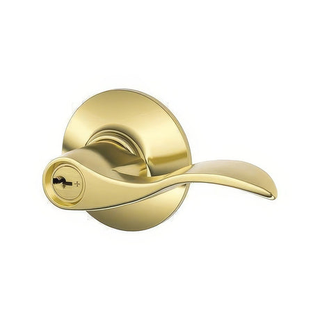 Schlage F80ACC605RH polished brass storeroom door lever