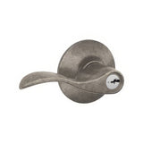 Schlage F80ACC621LH distressed nickel storeroom door lever