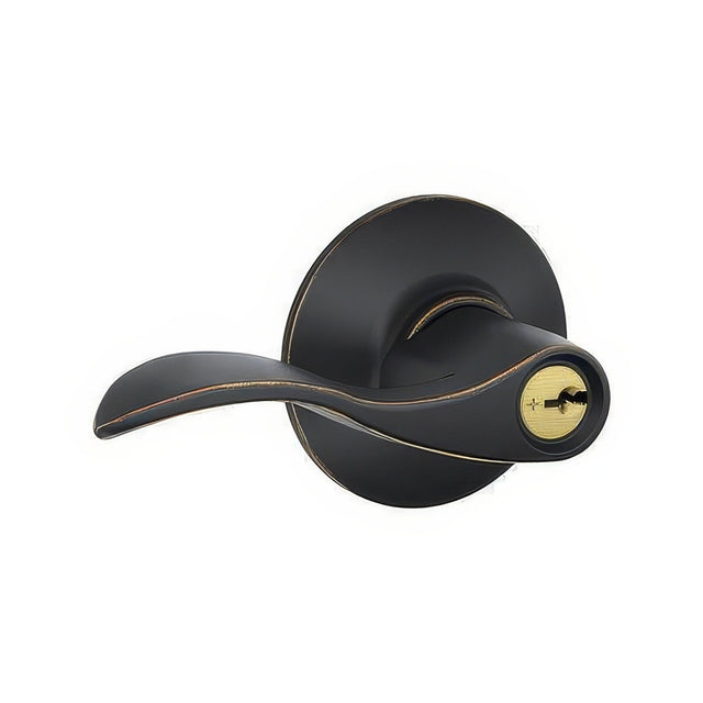 Schlage F80ACC716LH aged bronze storeroom door lever