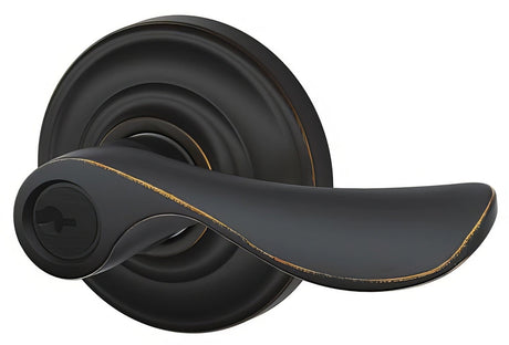 Schlage F80CHP716ANDLH Champagne storeroom storeroom door lever in polished brass, additional view