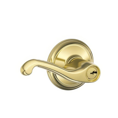 Schlage F80FLA605RH F Series storeroom storeroom door lever in polished brass, additional view