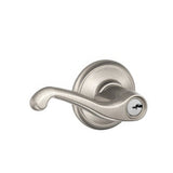 Schlage F80FLA619LH satin nickel storeroom door lever