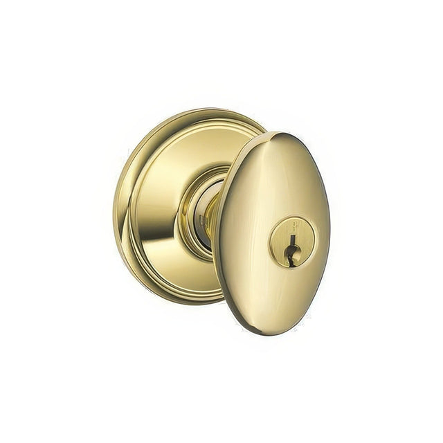 Schlage F80SIE605 F-Series storeroom door knob in polished brass, additional view