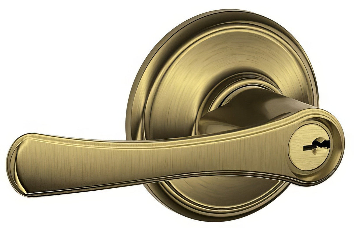 Schlage F80VLA609 antique brass storeroom door lever