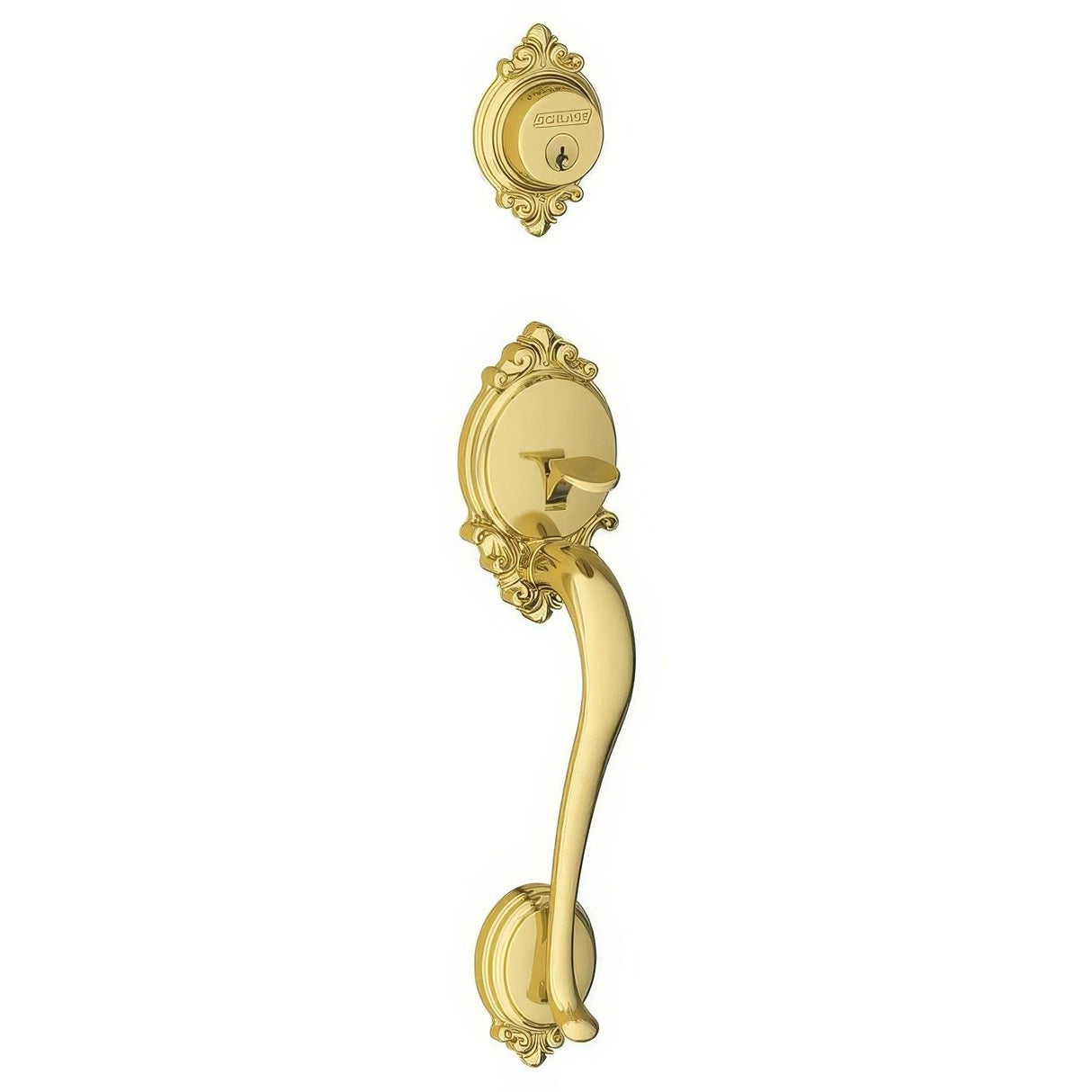 Schlage F92BRK605 polished brass dummy handleset