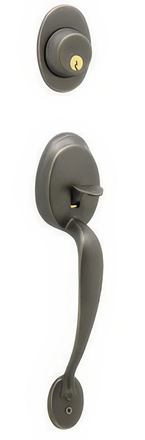 Schlage F92PLY716 aged bronze dummy handleset