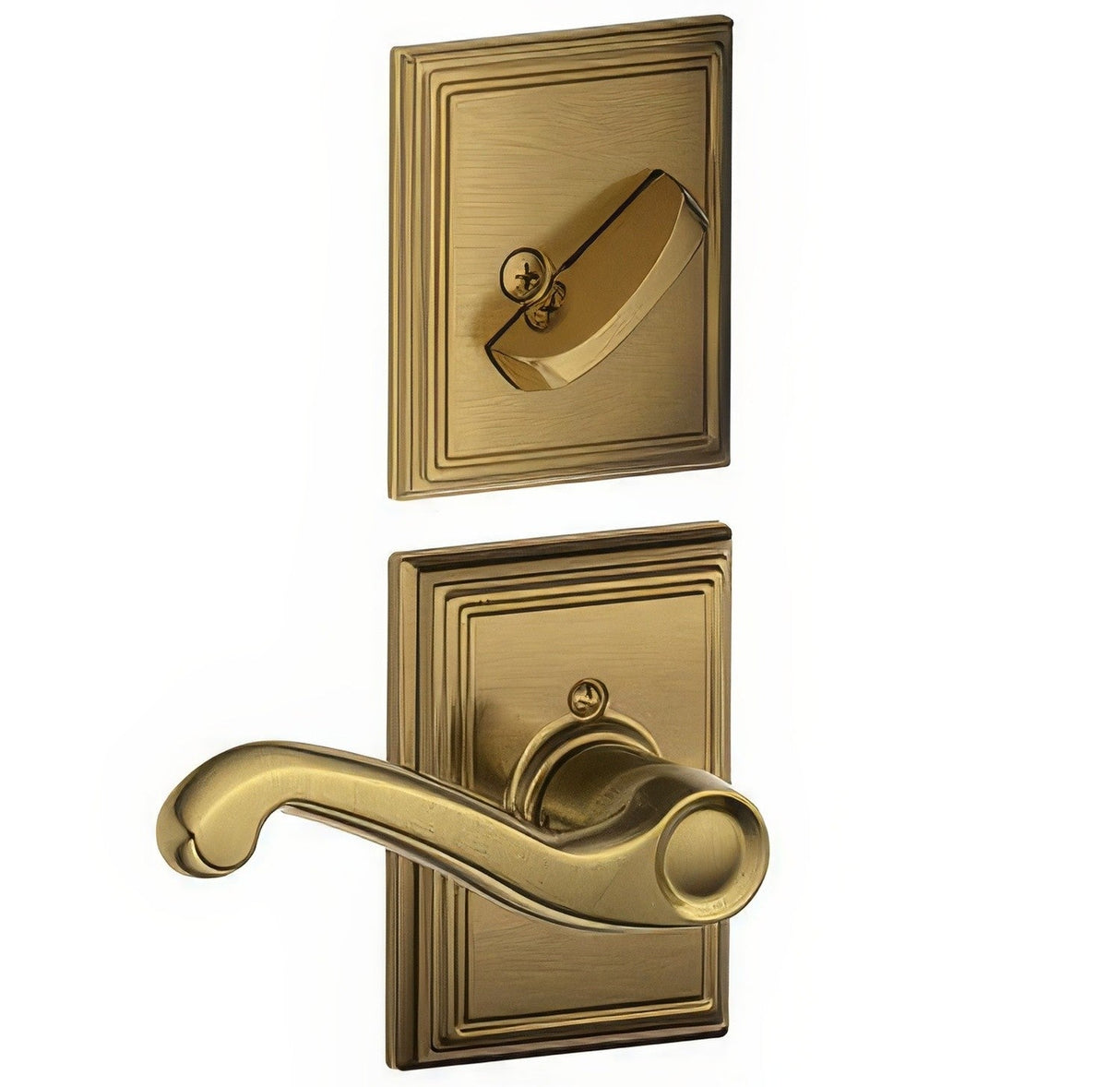 Schlage F94FLA609ADDRH antique brass dummy interior pack
