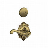 Schlage F94FLA609BRKLH antique brass dummy interior pack