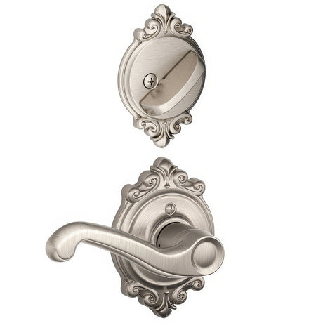 Schlage F94FLA619BRKRH satin nickel dummy interior pack