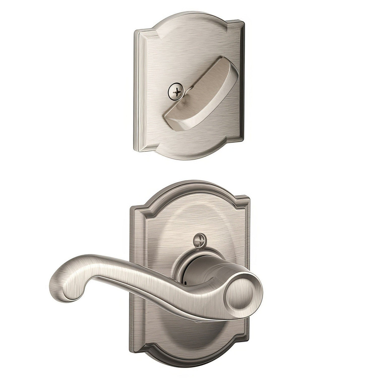 Schlage F94FLA619CAMRH satin nickel dummy interior pack