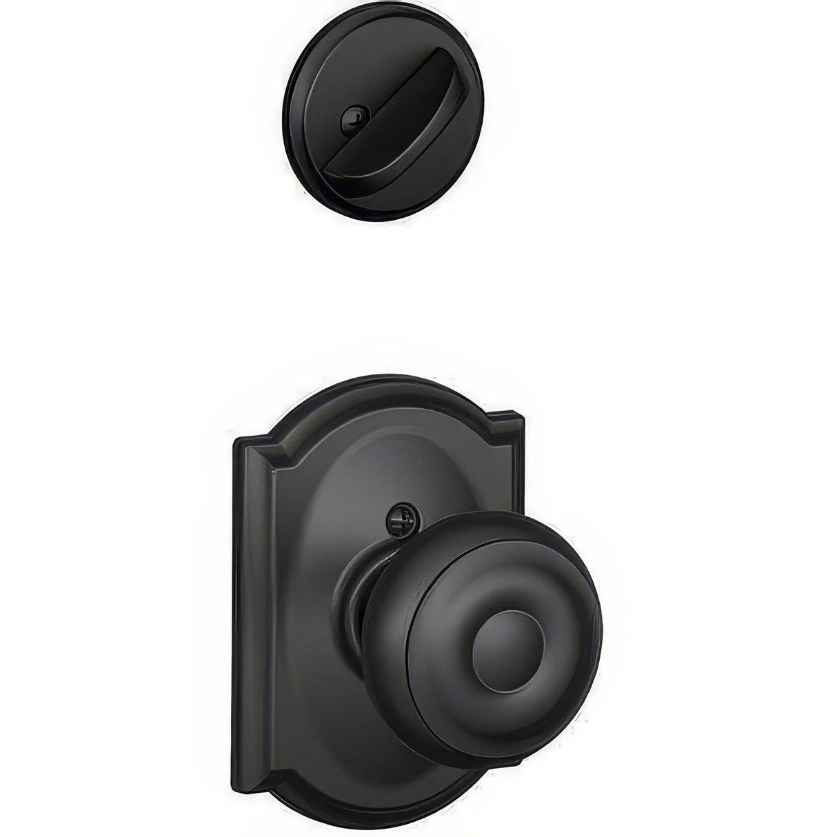 Schlage F94GEO622CAM matte black dummy interior pack