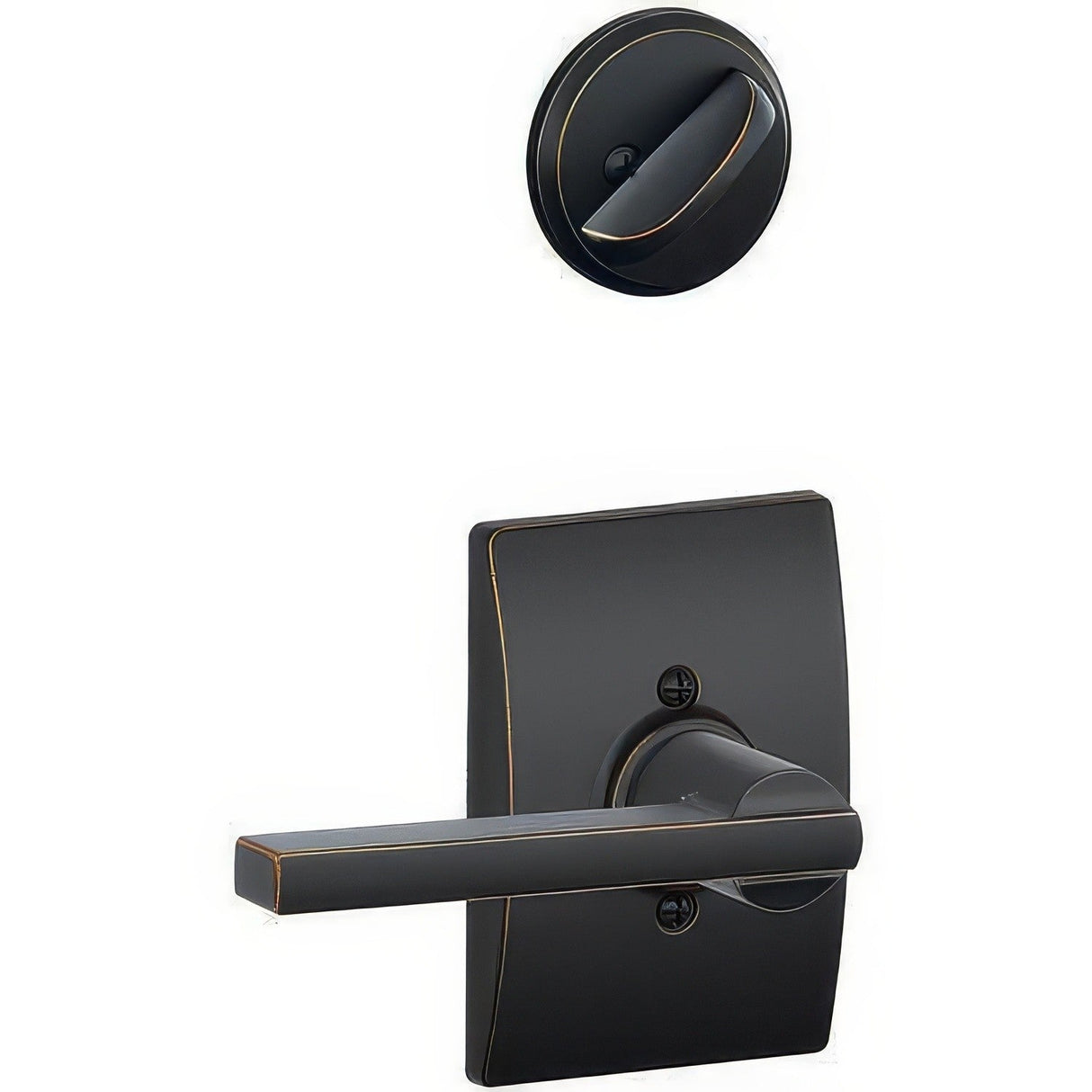 Schlage F94LAT716CEN aged bronze dummy interior pack