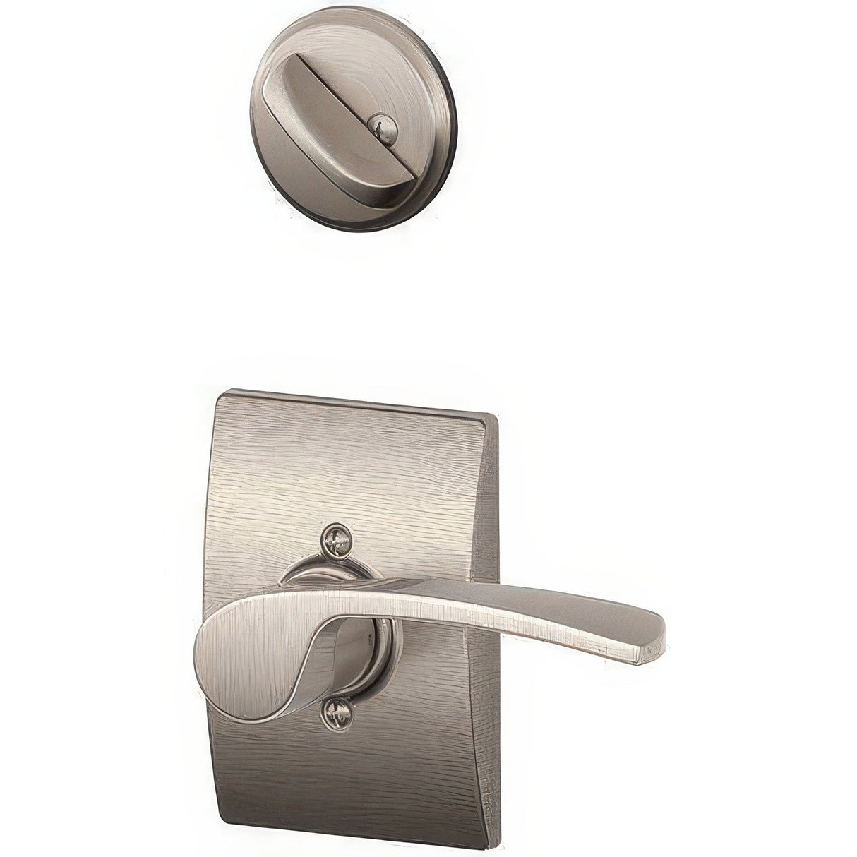 Schlage F94MER619CENLH satin nickel dummy interior pack
