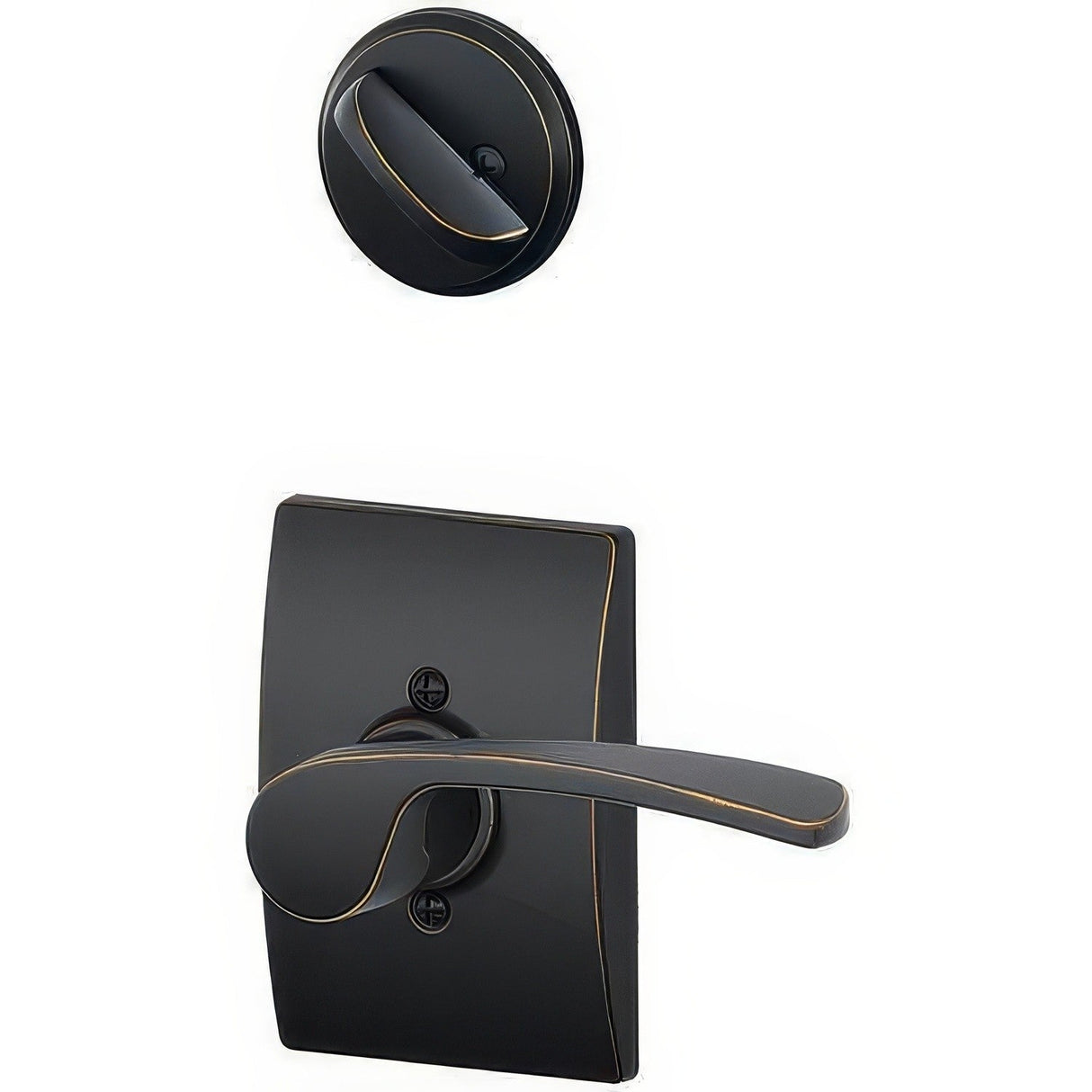 Schlage F94MER716CENLH aged bronze dummy interior pack
