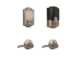 Schlage FBE489WBCCAM619ACC satin nickel touchscreen deadbolt