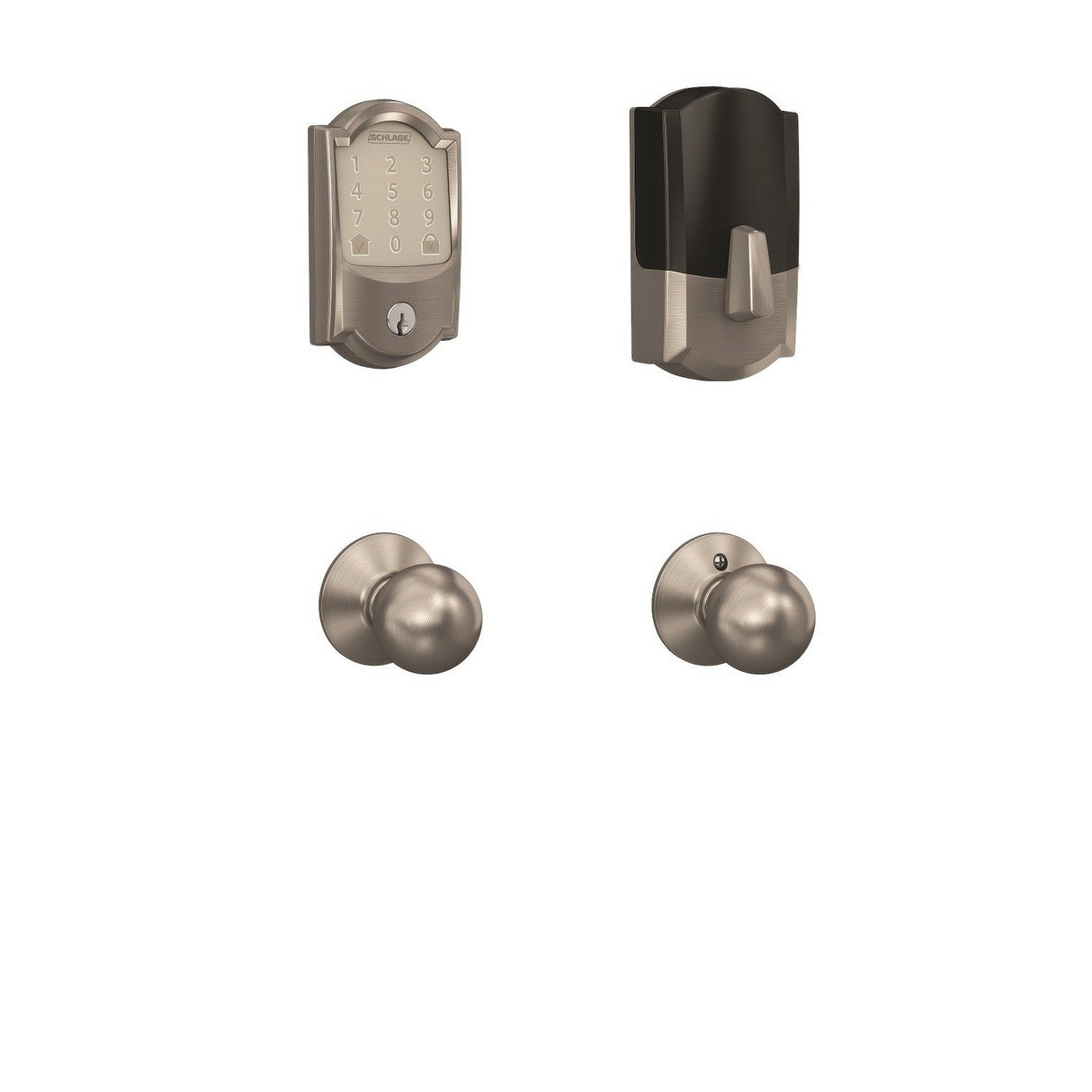Schlage FBE489WBCCAM619ORB satin nickel touchscreen deadbolt