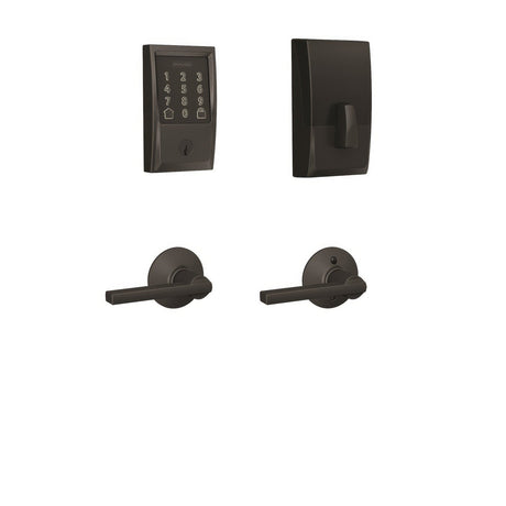 Schlage FBE489WBCCEN622LAT matte black touchscreen deadbolt