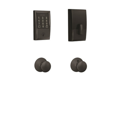 Schlage FBE489WBCCEN622PLY matte black touchscreen deadbolt